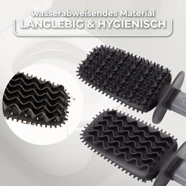 Щітка для унітазу Vileda Silikon з нержавіючою сталею – гігієнічна та довговічна, з гнучкою головкою та 2 зонами очищення