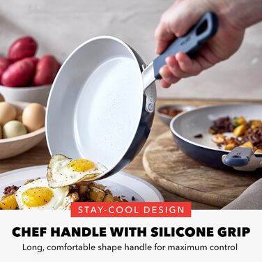 Набір посуду GreenPan x Bobby Flay 13 предметів: професійний алюміній, антипригарне покриття Ceramic, індукційний, силіконовий, для миття в посудомийній машині та духовці, сірий (Графіт/Nature's Delight), сковорода 20 см, блакитний