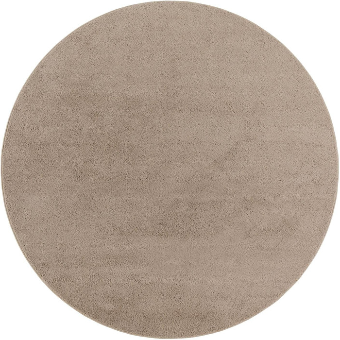 Килимок для вітальні TT Home Kurzflor: сучасний, однотонний, круглий, 80 см, бежевий (тауп), антиковзаюча основа, машинне прання
