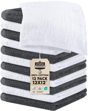 Набір м'яких фланелевих рушників для обличчя Utopia Towels, 100% бавовна, гігроскопічні, 12 шт., сині