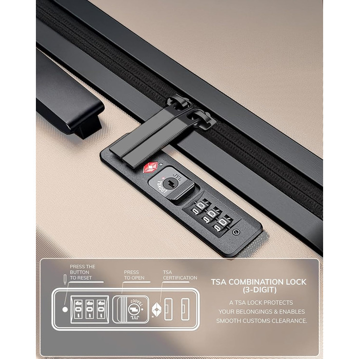 Набір валіз FERGÉ 3 шт. з жорстким корпусом та TSA-замком Cannes. Валізи-ролери (Handgepäck, L, XL). Жорсткий корпус, міцний полікарбонат, 4 колеса, валіза XL 75 см, колір Ivory-matt