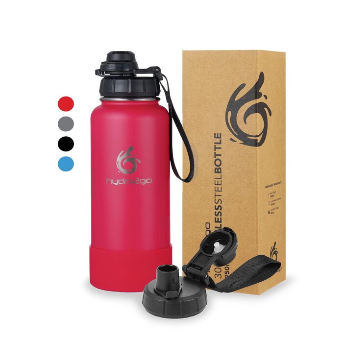 Термофляга Hydro2Go Edelstahl 950 мл з соломинкою, ізольована, BPA-free, не протікає, зберігає холод 24 год / тепло 12 год, для спорту та активного відпочинку, маджента