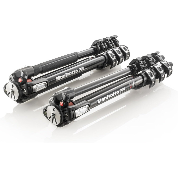 Штатив Manfrotto MT190XPRO4 з кутовою центральною колоною - 4-секційний штатив для DSLR та бездзеркальних камер, чорний/антрацитовий алюміній