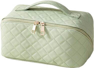 Водонепроникна степкова косметичка велика, зелена, для подорожей, ванної кімнати та повсякденного використання, з подвійною блискавкою