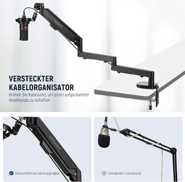 NEEWER Тримач для мікрофона MS002 - настільний, з демпфером, поворотний, з кабелеуправлінням, для подкастів, ігор, стрімінгу