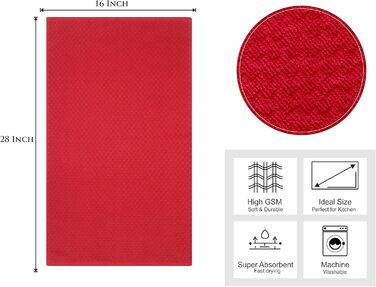 Кухонні рушники COTTON CRAFT з вафельної махри, 100% бавовна, м'які, швидковбирні, швидковисихаючі, мінімум ворсу, багаторазові, 40,6×71,1 см, для кухні, бару, прибирання