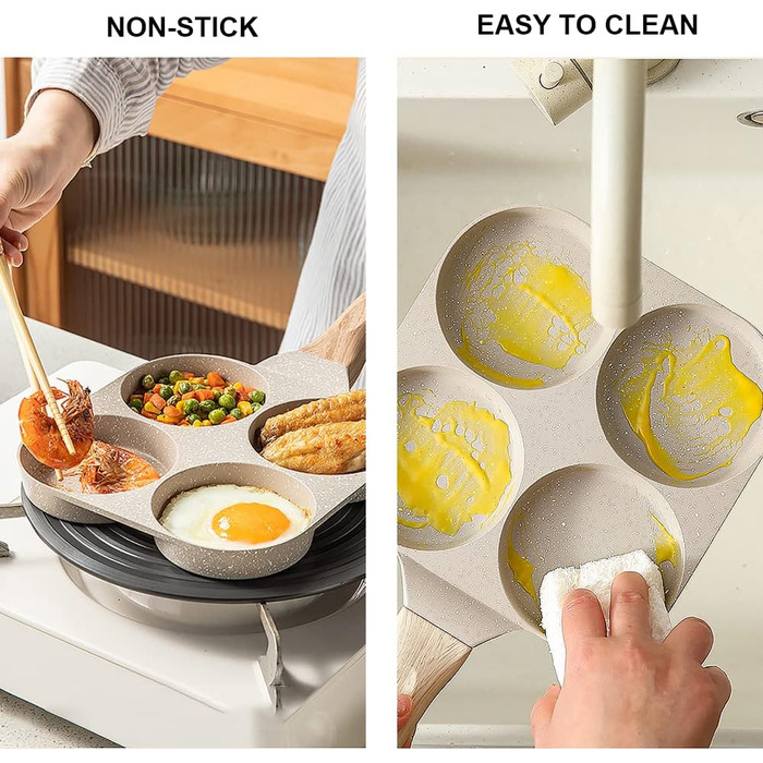 Пательня для млинців та яєць з антипригарним покриттям 4 відділення, для індукції, газу, стейків, гамбургерів