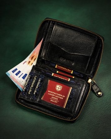 Великий чоловічий шкіряний гаманець Peterson з RFID-захистом на блимавці