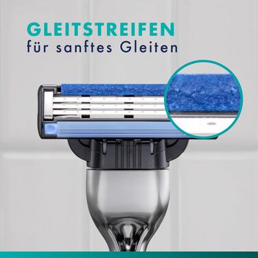 Бритва Gillette Mach 3 Standard для чоловіків, металевий корпус, синій/сірий, набір: станок + 12 змінних касет