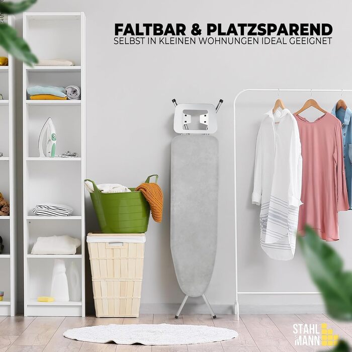 Прасувальна дошка STAHLMANN® 105x30 з неслизькими ніжками – міцна та стійка – Made in EU