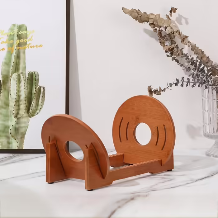 Vinyl Record Storage Rack – Tabletop Vintage Music Album Display Rack – Vinyl Record Storage Shelf Brown