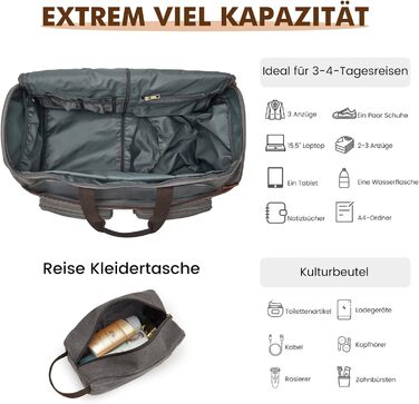 Сумка-органайзер для одягу S-ZONE 50л 3-в-1, біла: дорожня, для костюмів, з косметичкою
