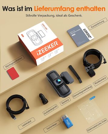 Автомобільний відеореєстратор iZEEKER 4K 4-канальний з WiFi 6, огляд 360°, 4K + 3×1080P