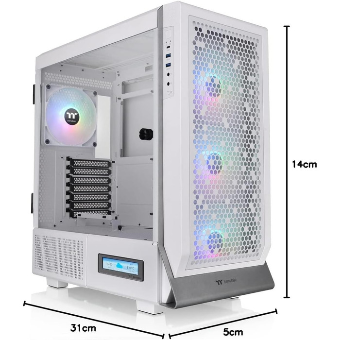 Корпус Thermaltake Ceres 500 TG ARGB Mid-Tower ATX/E-ATX, білий (Snow) з LCD-панеллю, 4 ARGB вентиляторами та USB-C