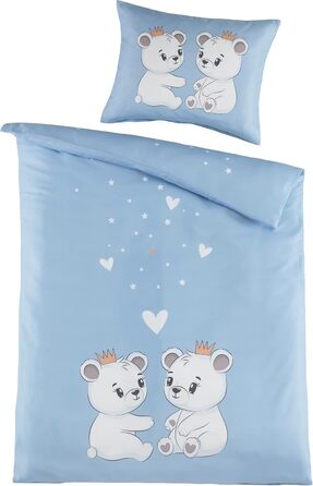 Комплект постільної білизни Kinder для дітей (100x135 см + 40x60 см) | 100% бавовна | Застібка-блискавка | Принцеси, зірки | рожевий/рожевий