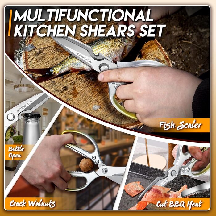 Набір кухонних ножиць DRAGON RIOT (2 шт.) - кухонні, для м'яса, для птиці, з нержавіючої сталі, японська сталь