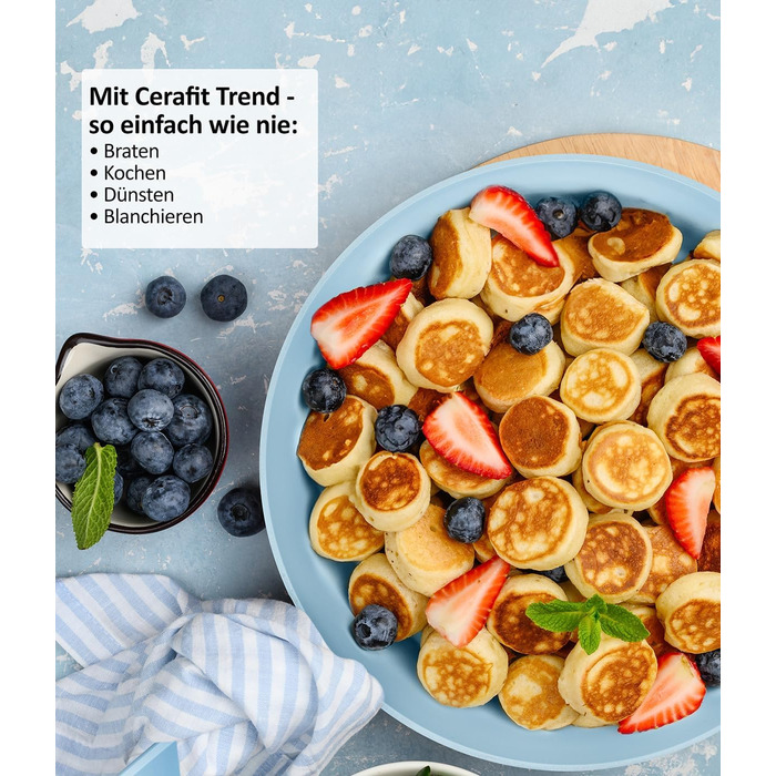 Набір сковорідок Genius Cerafit Trend Pastell Edition (3 шт.): 20 см, 24 см, 28 см. Покриття Cerafit, підходить для індукції, для смаження м'яса, овочів, панкейків та крепів.