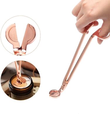 DORAFO Candle Accessory Set, 5-in-1 Stainless Steel Candle Care Set, including Candle Snuffer, Wick Trimmer, Wick Spoon, and 2 Lid Candle Holders with Gift Package (Rose Gold)