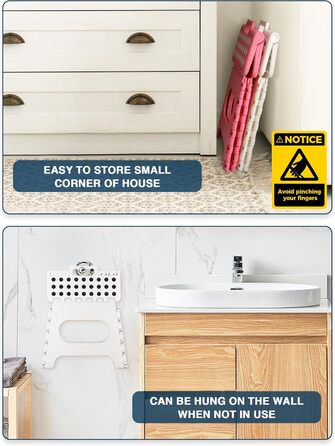 Складний табурет HOUSE DAY 27см чорний, 150кг, з антиковзними ніжками та ручкою, для кухні, ванної, дитячої кімнати, кемпінгу