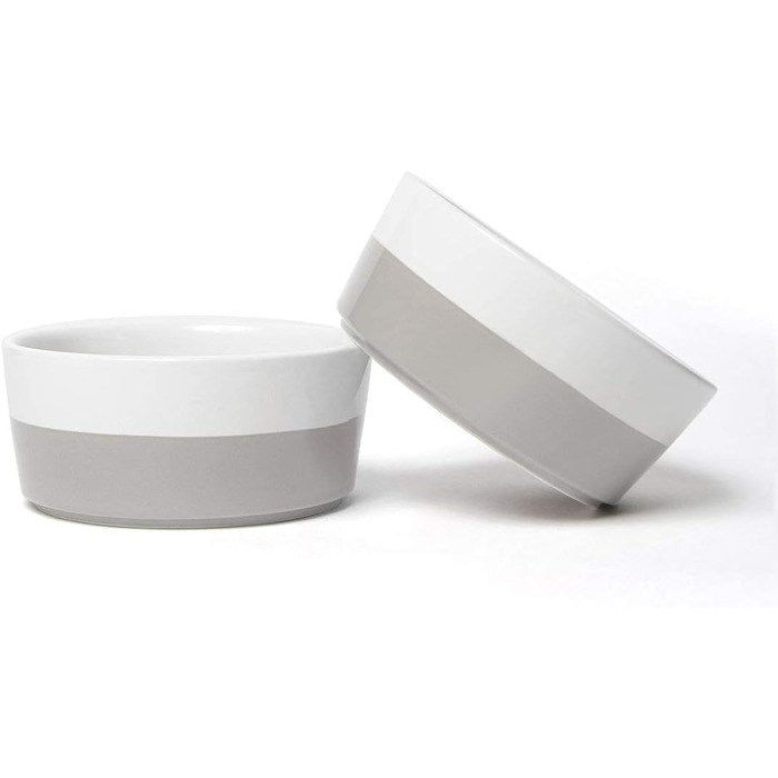 Миска для собак Waggo Dipper Ceramic - велика, сірого кольору, для маленьких та великих порід, міцна, для корму та води, сумісна з посудомийною машиною