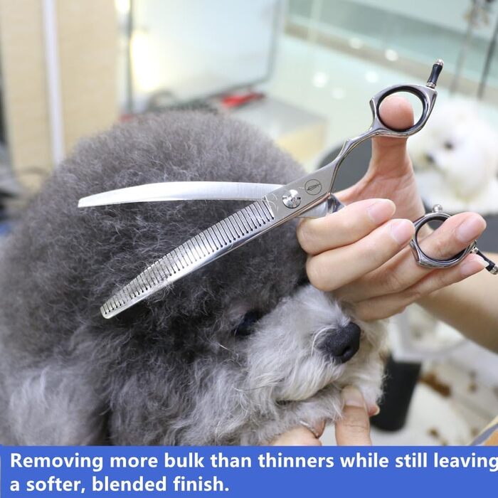 Ножиці для грумінгу собак та котів HASHIMOTO, вигнуті, 33 зубці, 18 см, 65% розрідження, легкі. Ідеальні для професійних грумерів та домашнього використання.