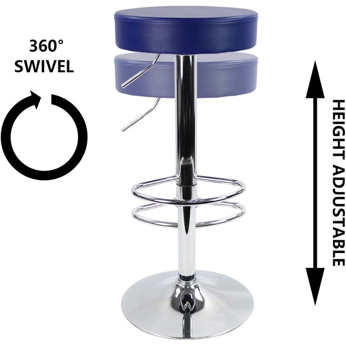 KKTONER Adjustable Height Swivel Bar Stool - SPA, Office & Task Chair with PU Leather (Blue)