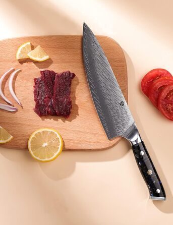 Японський ніж WILDMOK Santoku 20см з дамаської сталі, VG10, ручка з композитного матеріалу, ніж для кухні