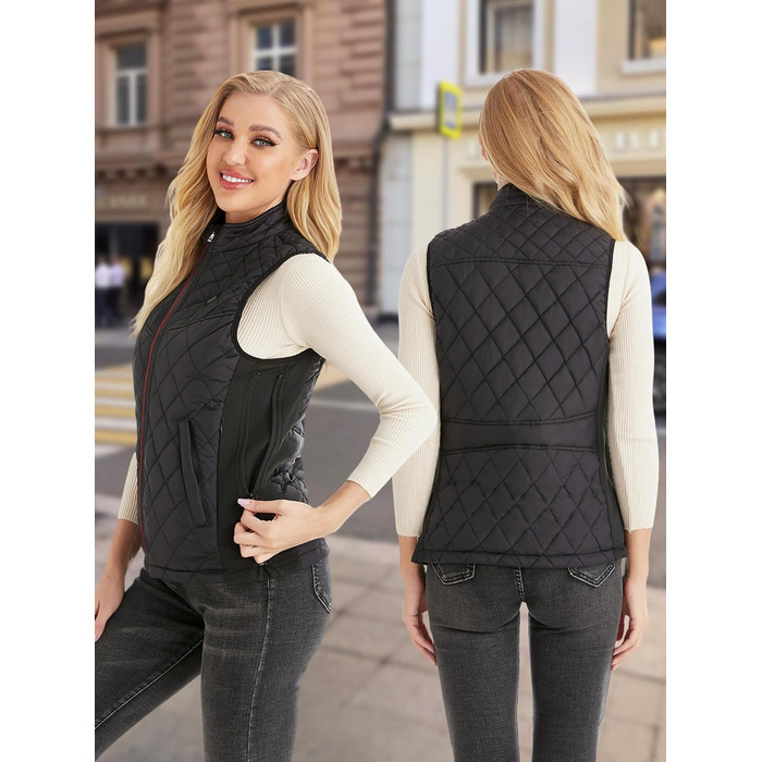Обогревна жилетка для жінок з акумулятором 12000mAh, 5 зон обігріву, чорний колір