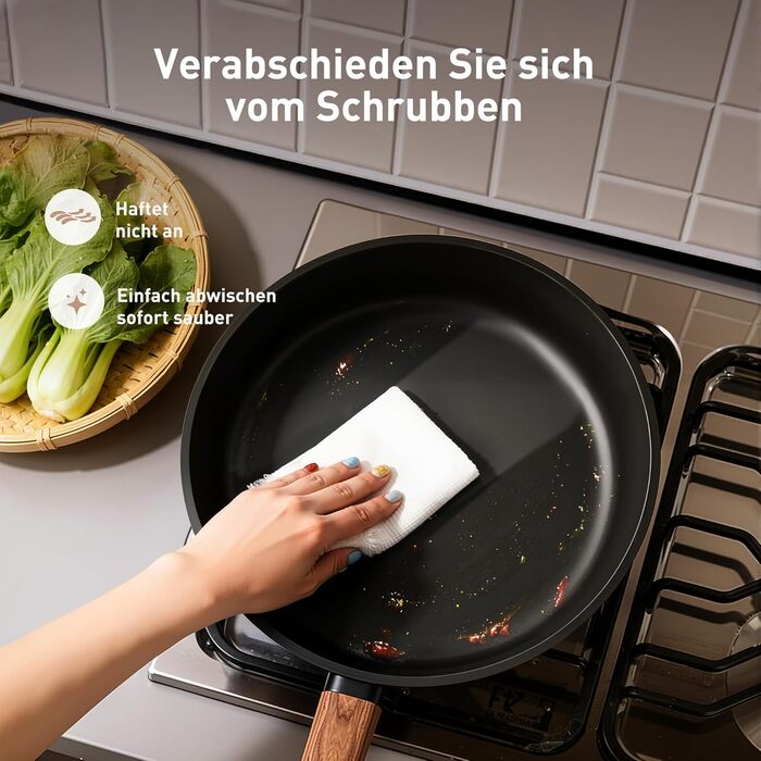 Набір кухонного посуду Kitchen Academy з антипригарним покриттям для індукції, 10 предметів: каструлі та сковороди з керамічним покриттям та скляними кришками