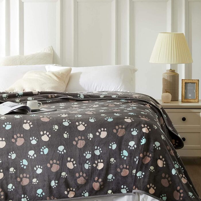 ALLISANDRO® Тепла та м'яка ковдра для домашніх тварин: ковдра для собак та котів з флісу, 200x150 см (Сірий)