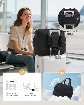 Сумка-трансформер LOVEVOOK для жінок: дорожня, спортивна, для пологового будинку, з відділенням для взуття (чорна, 37л)