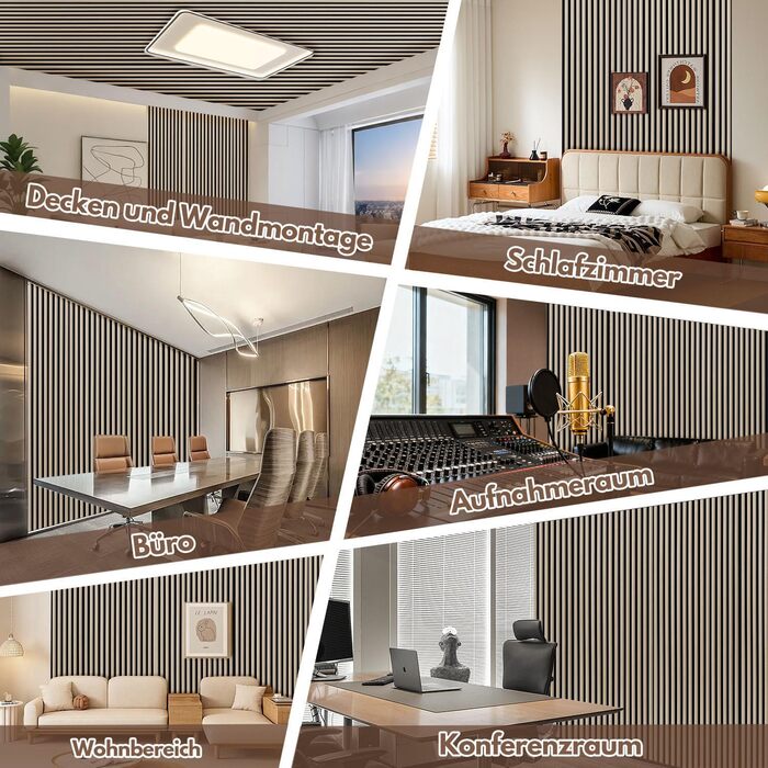 Акустичні панелі з дерева та фетру 120x60 см, білий дуб — звукопоглинаюча стіновая облицювання для покращення акустики приміщення, набір 2 шт