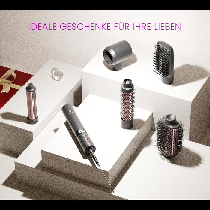 Airstyler 6-в-1: Фен-щітка, локони, об'єм, випрямлення, сушка волосся (Rose Gold)