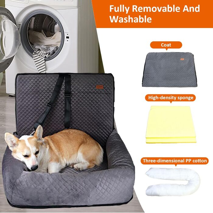 Автокрісло для собак JAOGAUS: безпечний та зручний автотранспортний аксесуар для середніх та великих собак. З безпечним ременем, з якісного короткого плюшу, легко миється.