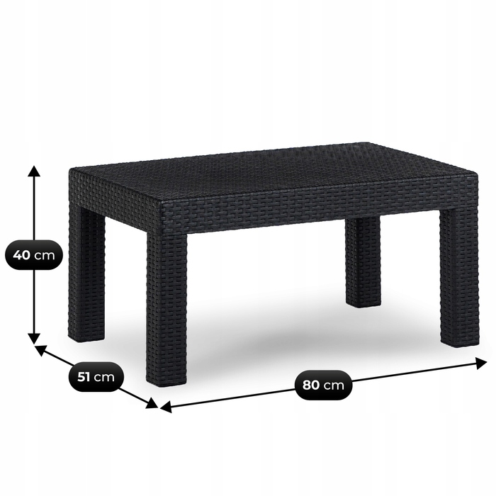 Комплект меблів для відпочинку MEBEL ELITE, техноротанг, чорний, 4 предмети