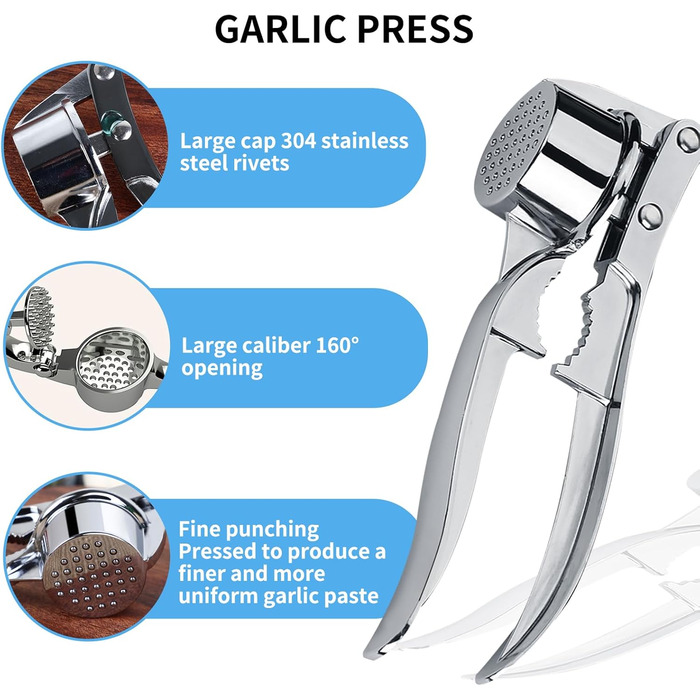 Пресс для часнику з очищувачем та щіткою, ручний, для кухні