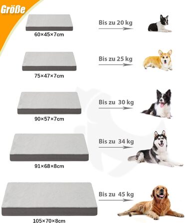 Ортопедичне ліжко для собак великих порід KSIIA, 105x70 см, знімний чохол, двостороннє, сіре, 75x47x7 см
