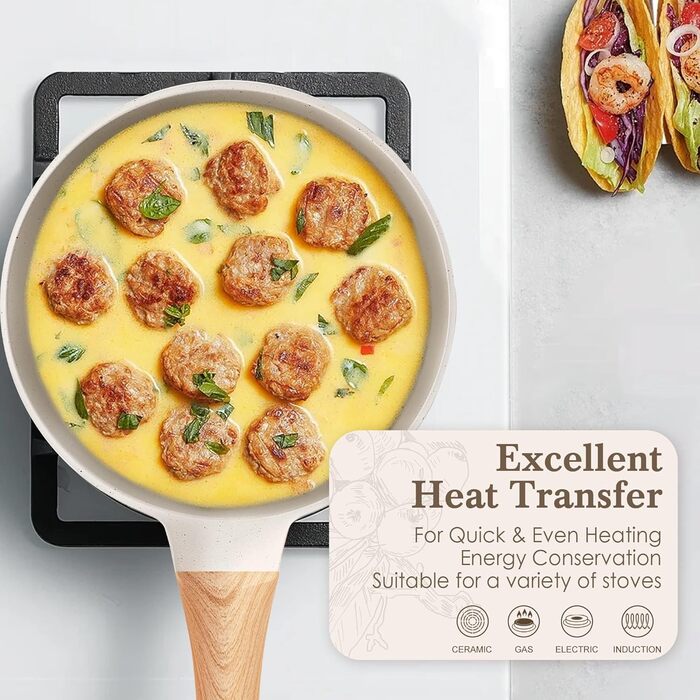 Набір сковорідок з антипригарним покриттям RIOVARM з кришками для індукційних плит. Набір посуду з гранітним покриттям, без PFOA, сковорода для омлетів 20/24/28 см