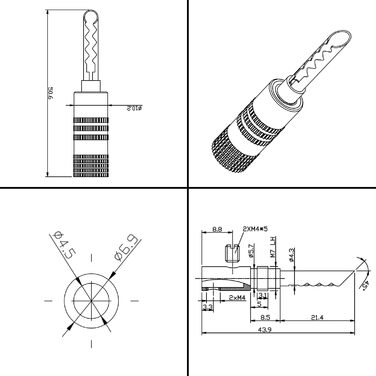 Набір поглибних бананових роз'ємів POPPSTAR (24 шт), 24K золоте напилення, для кабелів до 6мм², червоні та чорні (12+12)