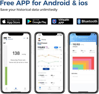 Тонометр на плече CheckMe Armfit Bluetooth з безкоштовним додатком, велика манжета (22-42 см), бездротовий, автоматичний, необмежений обсяг пам'яті