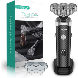 Електричний гоління для чоловіків VOYOR TX500: 5D, мокрий/сухий, бездротовий, LED дисплей, 150 хв роботи (чорний)