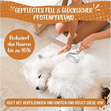 Щітка для підшерстка собак та котів TESTURTEIL, бамбук 2в1, M-L | Видаляє підшерсток та ковтуни