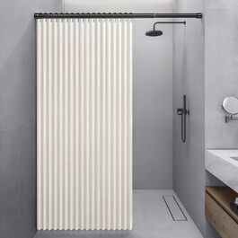 Штора для душу складна водонепроникна льон, з магнітами, анти-грибок, бежева 100x200 см