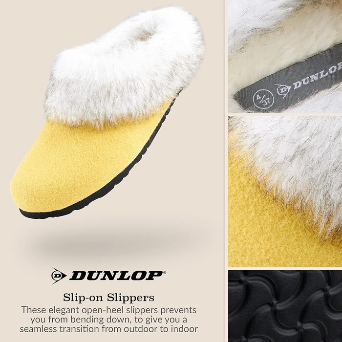 Жіночі халапи DUNLOP Plüsch, пантофи з антиковзкою підошвою, 37-41, 38 EU, гірчичний
