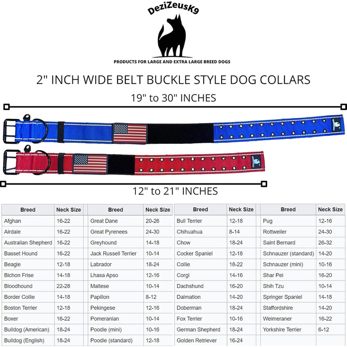 Нашийник для собак K9, тактичний, військового стилю, 5.1 см, міцний нейлон, для великих собак, прапор США (50.8 - 71.1 см, чорний)