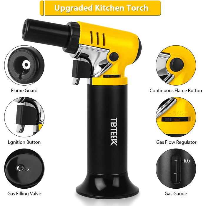Пальник Бунзена TBTEEK T907 з газовим манометром, для приготування їжі, випічки, кемпінгу, рукоділля та паяння (бутан не входить)
