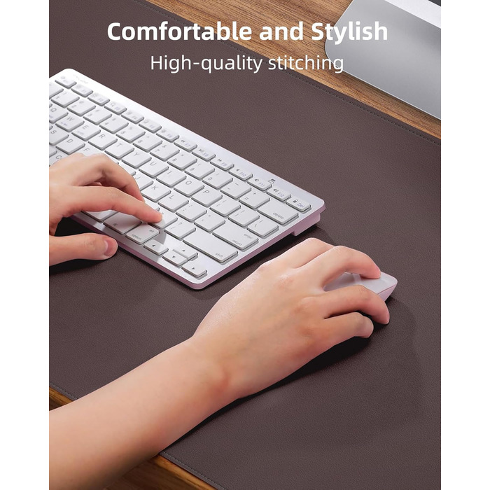 Офісний килимок для миші та столу зі шкіри, 90x43 см / 141x61 см (кава). Захист столу, підкладка для ноутбука для офісу та дому