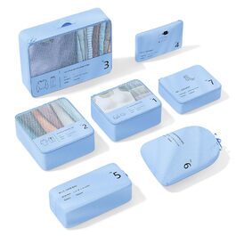 Організатор для валізи Yomisee, набір з 7 частин: Packwürfel Set, сумки для одягу в подорож, органайзер для валізи (блакитний)