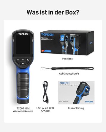 Тепловізор TOPDON TC004 Mini: 240x240 IR, до 15 годин роботи, -20°C до 450°C, 25Hz. Ідеально для діагностики будівель, виявлення витоків, HVAC