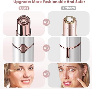 Електричний епілятор для обличчя для жінок, 2 змінні насадки, безболісний, для щік та підборіддя, білий